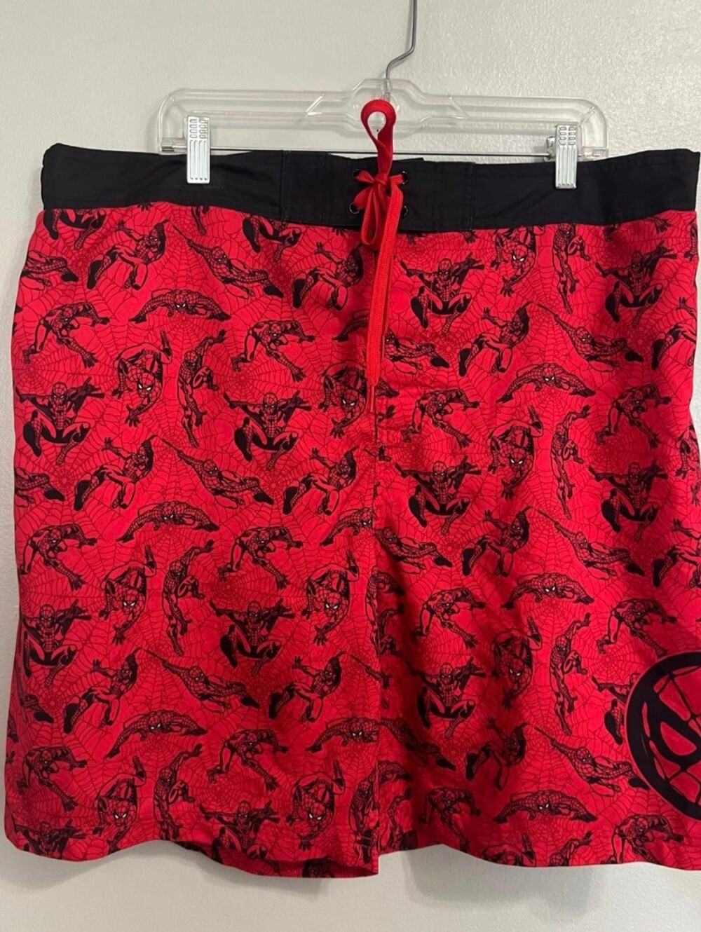 Marvel Red and Black Spider-Web Swim Shorts
